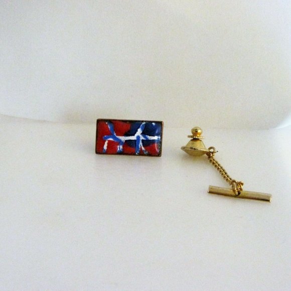 Vintage Tie Tack Pin Enamel on Copper Artisan Created Bohemian Unique OOAK Boho - Picture 3 of 6